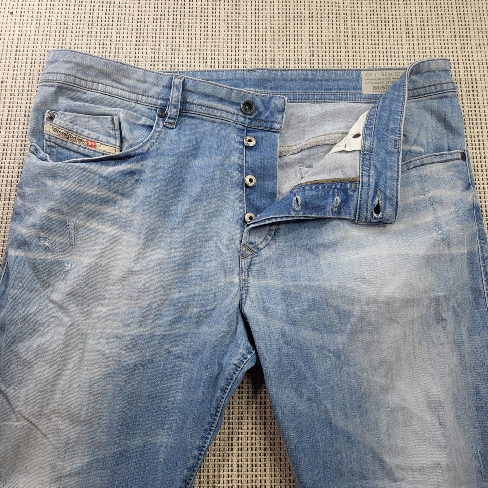 Diesel Jeans Men 36x32 Blue Buster Regular Slim Tapered Stretch 0666R Denim